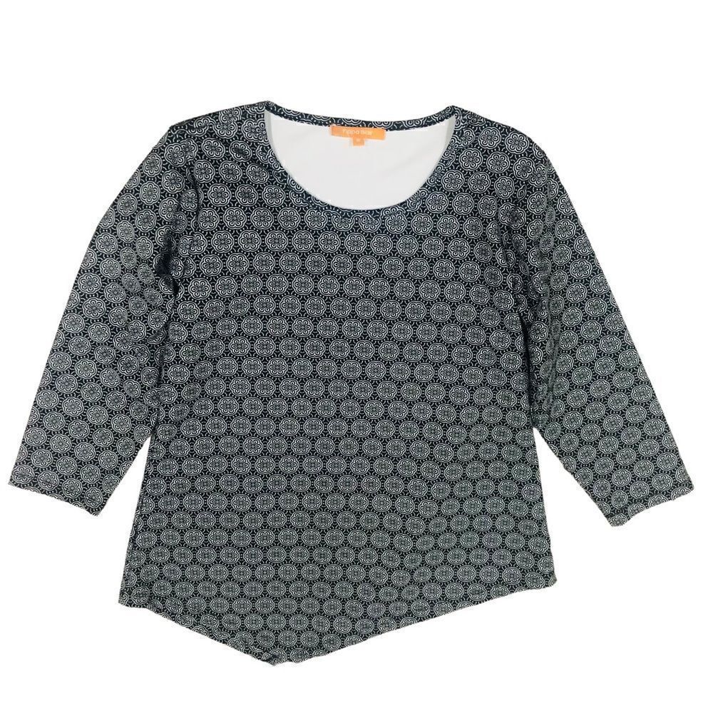 NWOT Pippa Blair Geometric Print Asymmetric Top Shirt Sz M